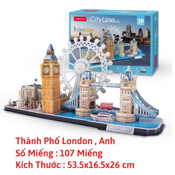 Mô Hình Lắp Ghép 3D Cubic Fun Các Thành Phố Nổi Tiếng Thế Giới : Paris, London, New York, Moscow, Thượng Hải, Bắc Kinh