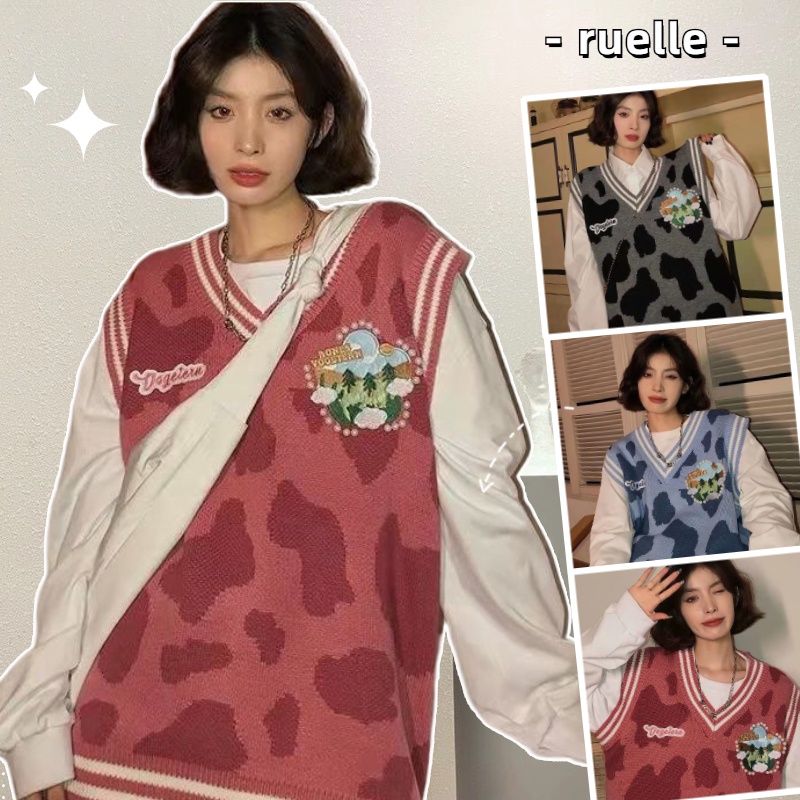 Áo len nữ không tay cổ chữ V dáng rộng thời trang