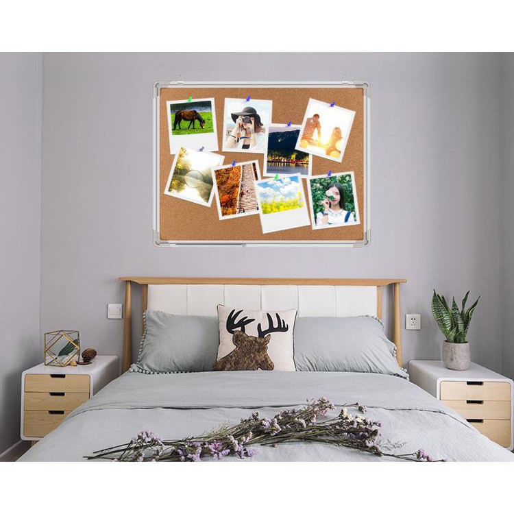 Bảng Ghim Bần 40 x 60cm Khung Nhôm, Ghim ảnh, thông tin. ghi chú. Bảng ghim màu vàng bằng gỗ đảm bảo thẩm mỹ