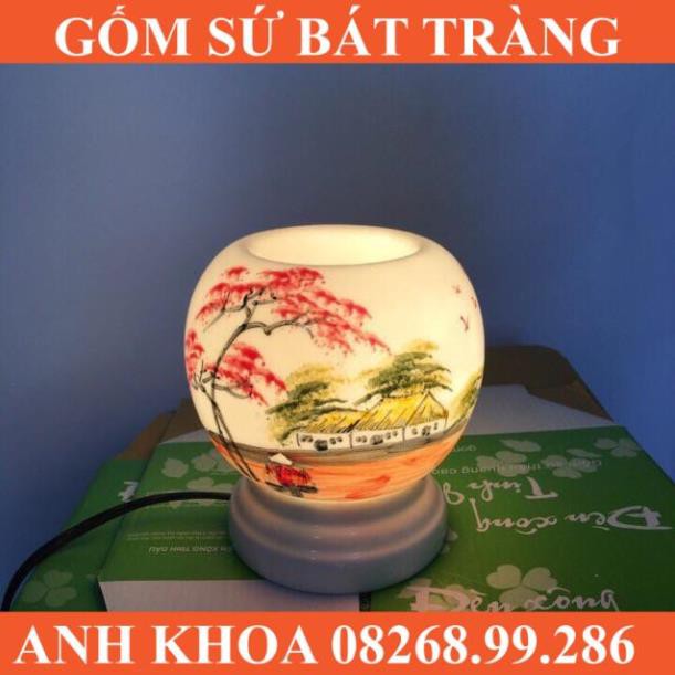 Đèn xông tinh dầu size to có kẹp đèn cao 15cm - Gốm sứ Bát Tràng Anh Khoa