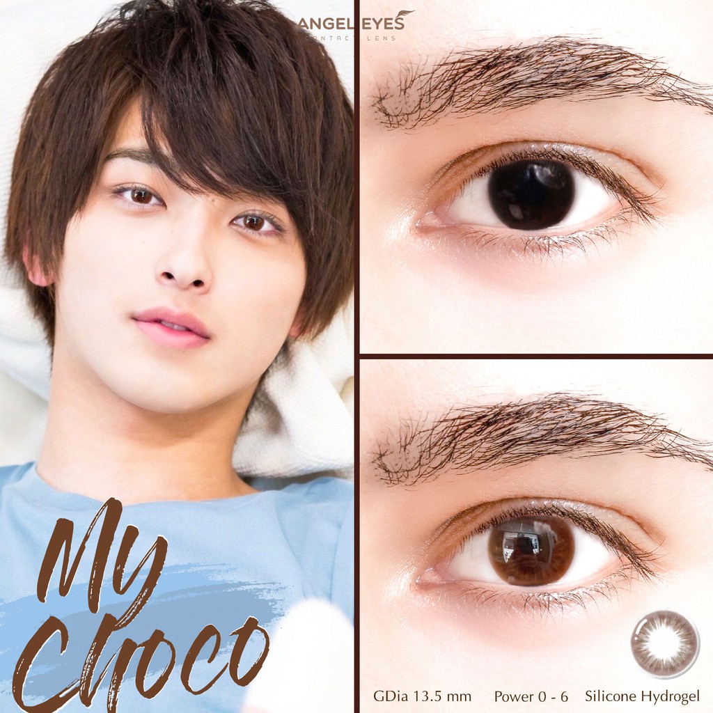 [TẶNG KÈM QUÀ] Lens nâu tự nhiên MY CHOCO - Lens mắt nâu Angel Eyes chất liệu Silicone đường kính 13.5mm - Độ cận 0-8