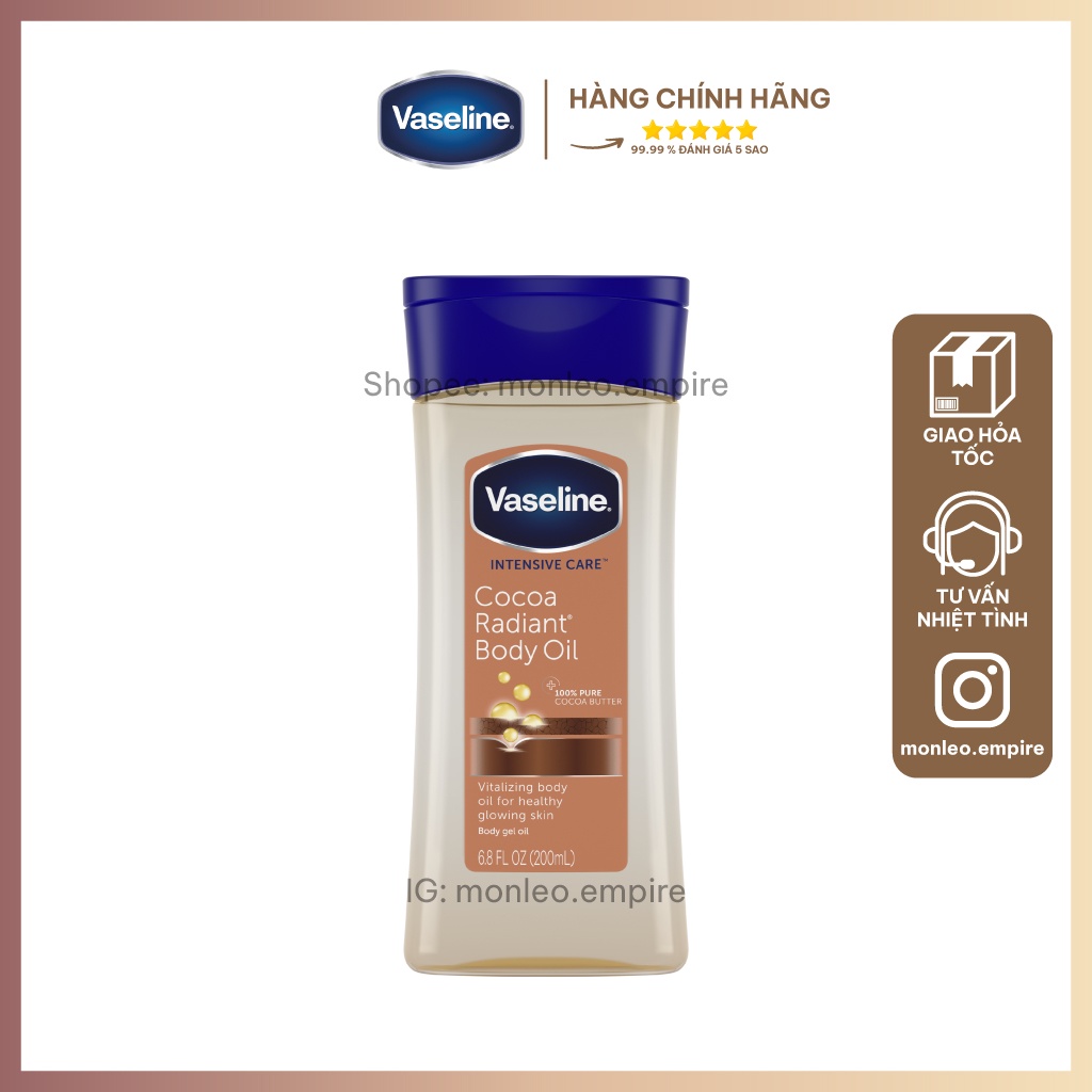 Dầu dưỡng thể Vaseline Cocoa Radiant Body Gel Oil 200ml