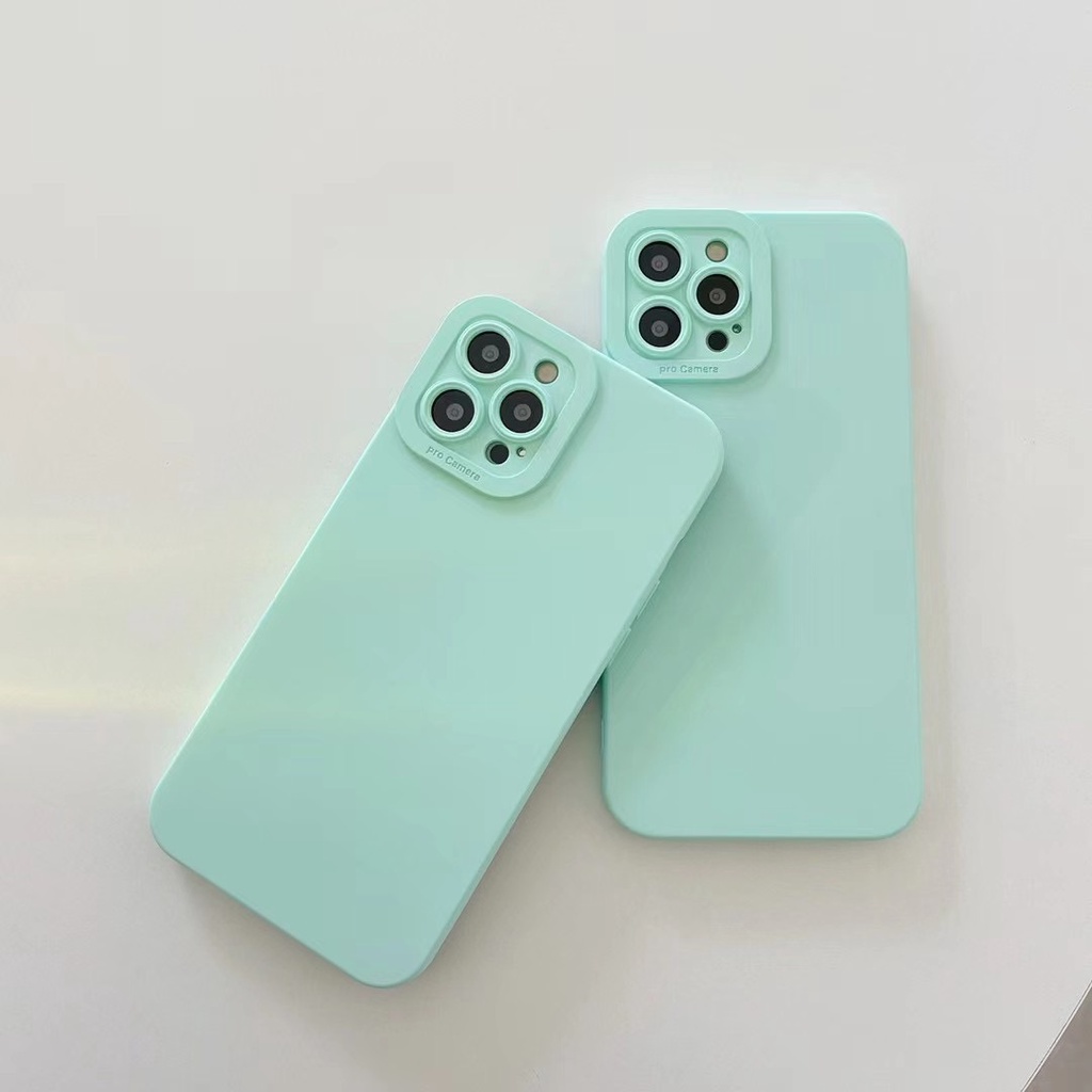 Ốp Điện Thoại tpu Mềm Mịn Màu Xanh Lá Nhạt Cho iphone 13 pro max ins12 pro max 11 pro max xsmax