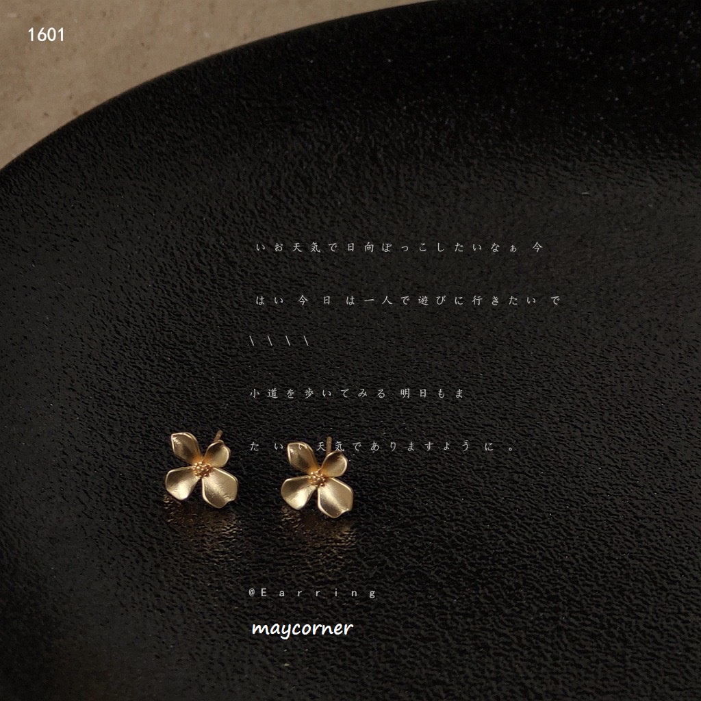 khuyên tai hoa nhỏ mạ bạc 925 cao cấp 1601