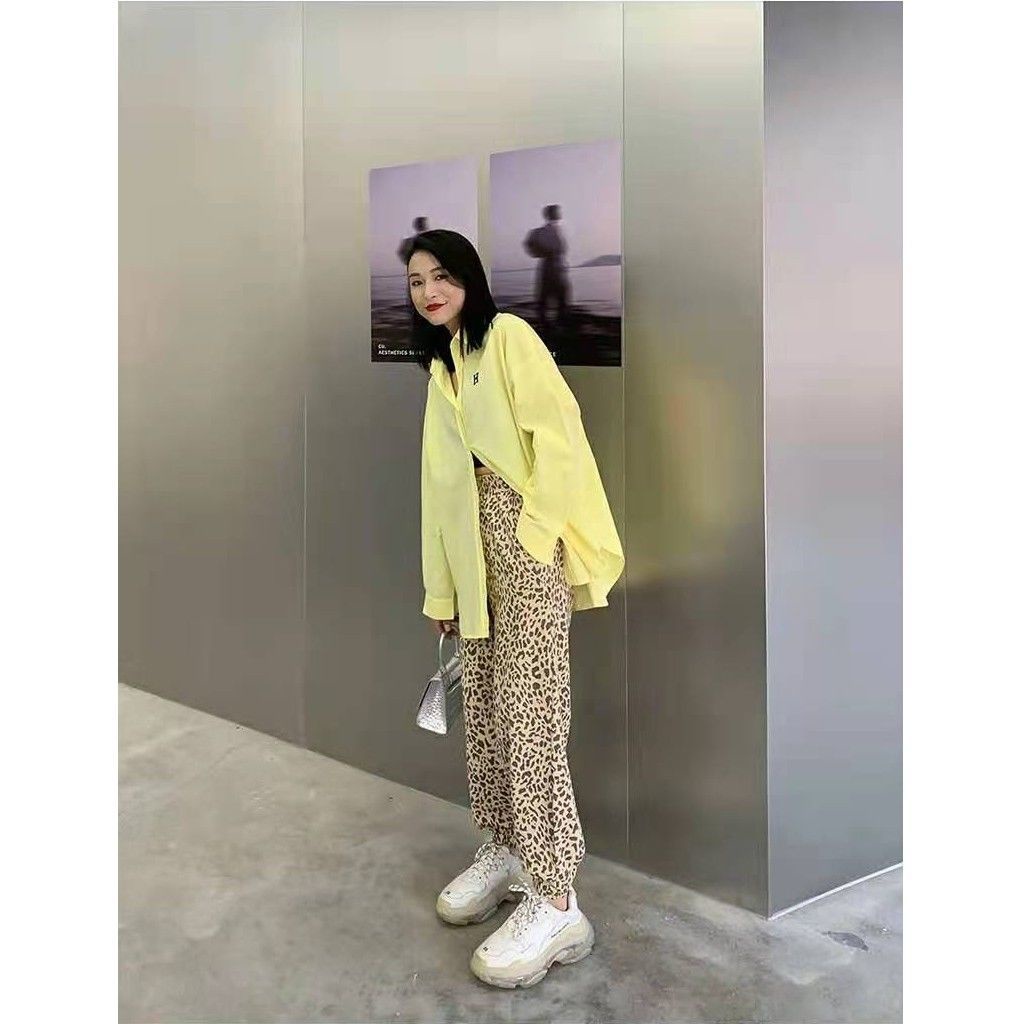 Jiashucheng Quần Dài Ống Rộng Lưng Cao Phong Cách Hàn Quốc Thời Trang Cho Nữ