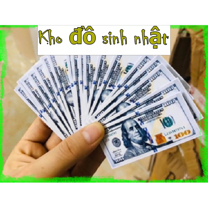 Túi 20 tờ tiền dollar trang trí bánh kem, tiền dola trang trí