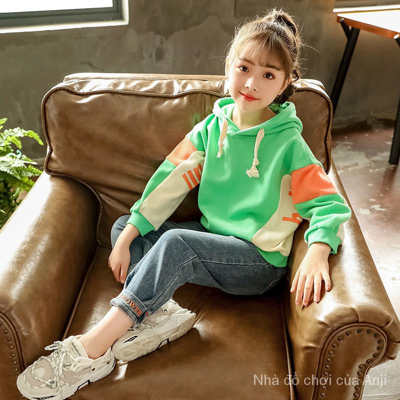 Red Autumn Girl New Style Korean Fashion Casual Sports Kids Rainbow Tide Sweaters