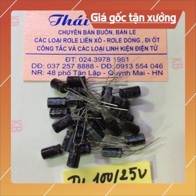 . Tụ hoá 100M/25 v giá bán 100 chiếc ..