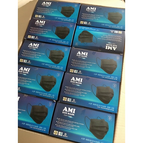 [1 CHIẾC] Khẩu trang y tế 4 lớp Chính Hãng Ami Eco Mask đủ 4 Màu Xanh, Xám, Đen, Trắng 1 chiếc khẩu trang Ami