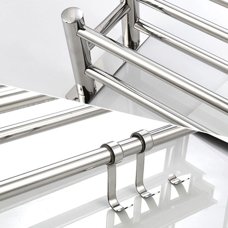 Kệ Gián Tường Treo Khăn Nhà Tắm Inox 304 Giá treo Khăn Tắm Đa Năng Tiện Lợi 3 Trong 1