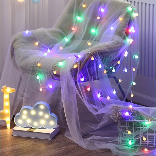 Dây Đèn Led Trang Trí Bóng Tròn Cherry Ball Cắm USB, Dùng Pin