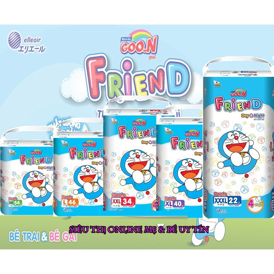 (tặng 6 miếng bên trong) Bỉm quần Goon friend mẫu mới M54, L46, XL40, XXL34, XXXL22