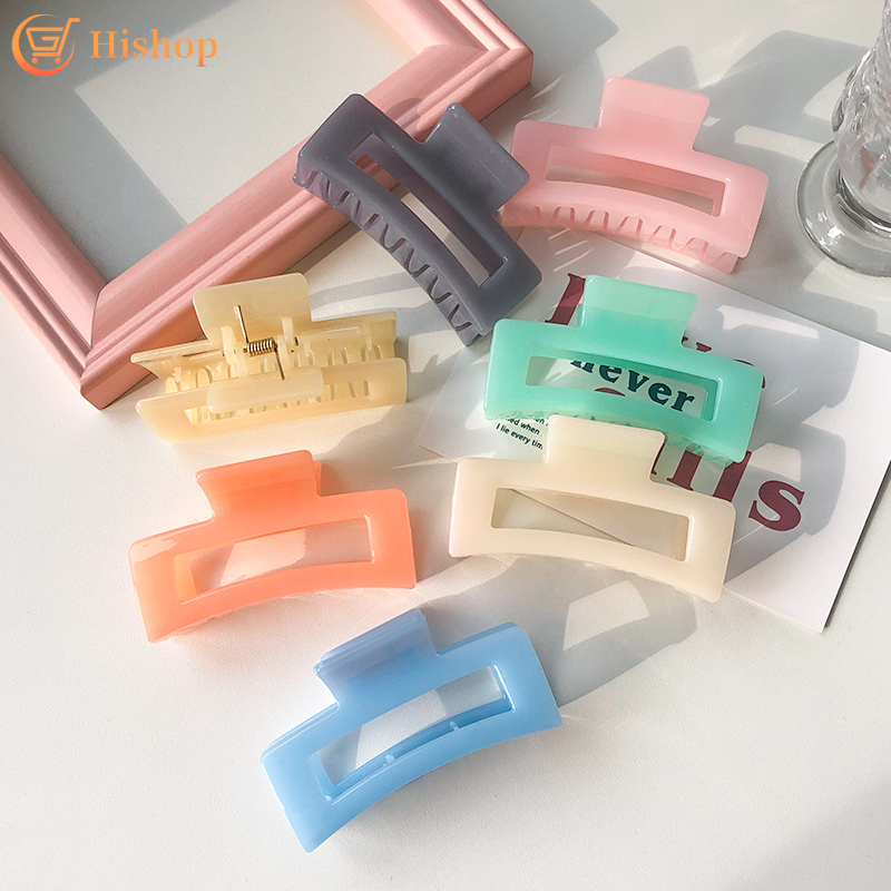 Korean Candy Color Claw Clips Simple Fashion Hair Clips Hollow Girls Acrylic Hairpin Women Accessories