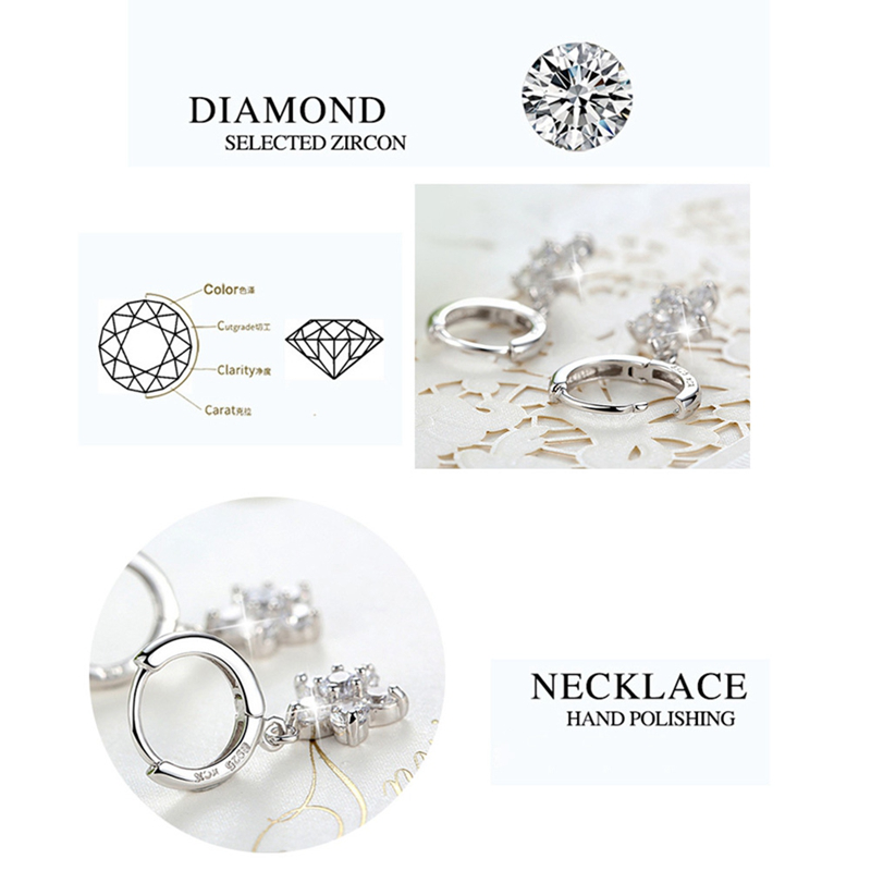 Hoa tai bằng bạc 925 hình hoa có đính đá dáng dài thời trang cho nữ