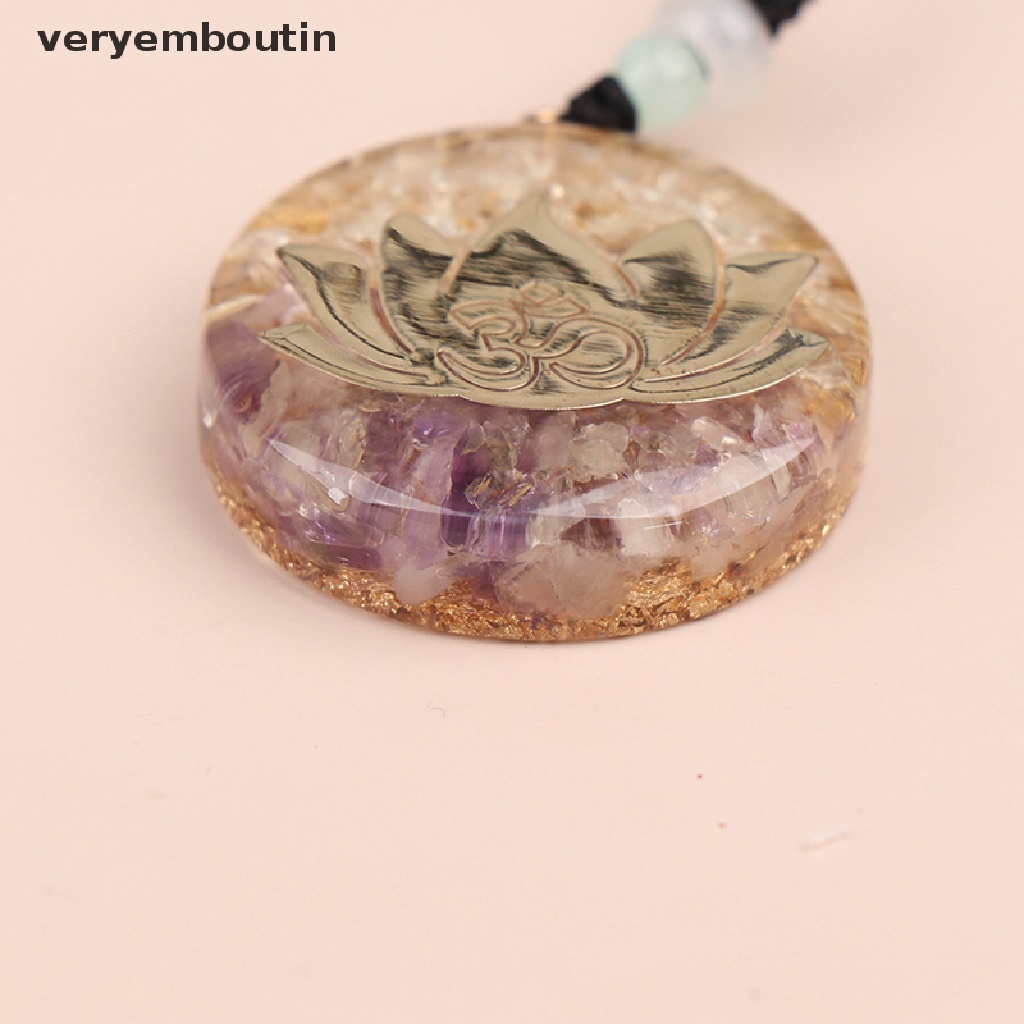 Vòng cổ Mặt Hoa Sen Orgonite Thạch Anh Tím Năng Lượng Tập Yoga