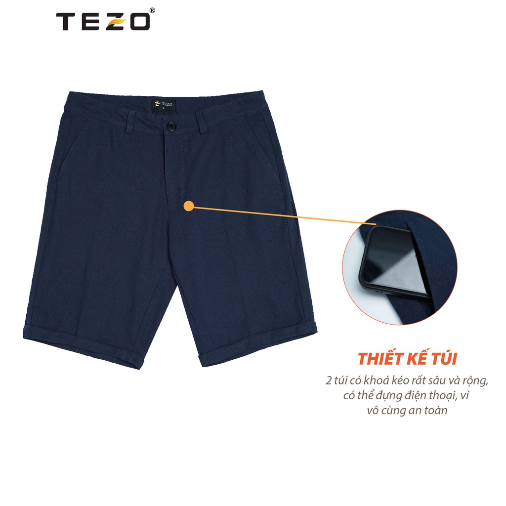 Quần short nam Tezo chất đũi dáng thể thao 2202QNDB01
