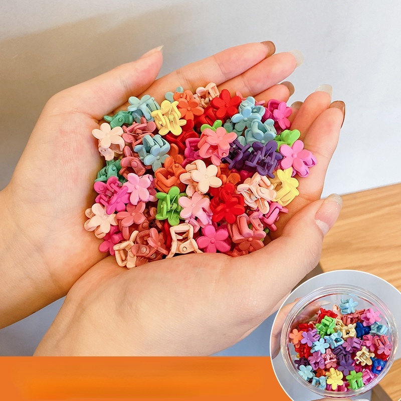 Set 50 / 60 / 100 Kẹp Tóc Hình Bông Hoa Nhiều Màu Sắc Dễ Thương Cho Bé Gái