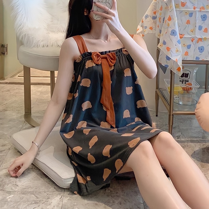 Váy Ngủ Mùa Hè Hoạ Tiết Ngọt Ngào Dễ Thương