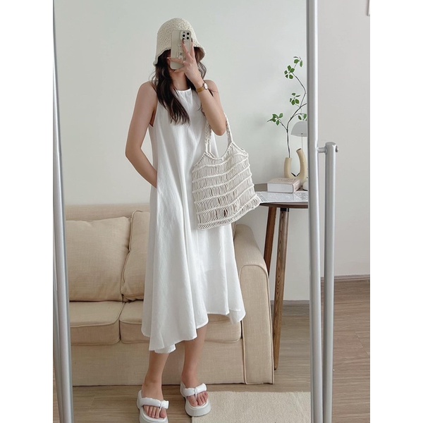 [Hẵng sẵn ]VÁY SÁT NÁCH SUÔNG DÁNG XOÈ CHẤT ĐUI - Váy maxi xoè nhẹ 4 màu xinh xắn