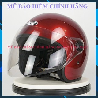 Mũ bảo hiểm có kính chính hãng gro cao cấp - màu đỏ mận