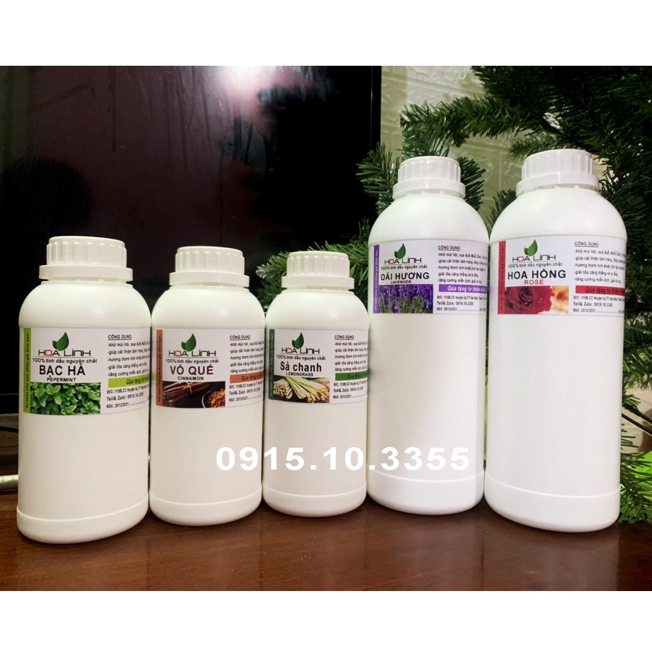 HoaLinh (0.5 lít) Tinh dầu thiên nhiên  SẢ CHANH- QUẾ - BẠC HÀ - SẢ JAVA : Nguyên chất 100% Không hóa chất