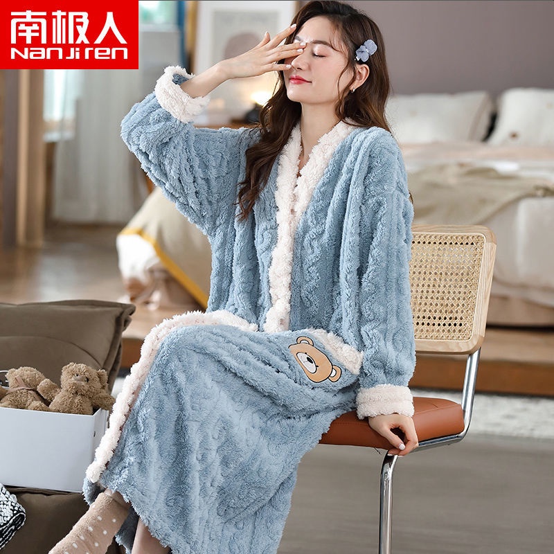 Áo Choàng Ngủ Chất Nỉ Ấm Áp Thời Trang Thu Đông Cho Nữ | BigBuy360 - bigbuy360.vn