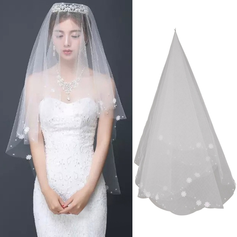 Mạng Che Mặt Vải Tuyn Thêu Hoa Dành Cho Cô Dâu