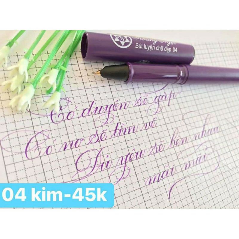 Bút máy Hoàng Ngọc 04 Bút máy luyện chữ đẹp nét thanh đậm ngòi kim tinh bút mực bút cho học sinh luyện viết hàng ngày