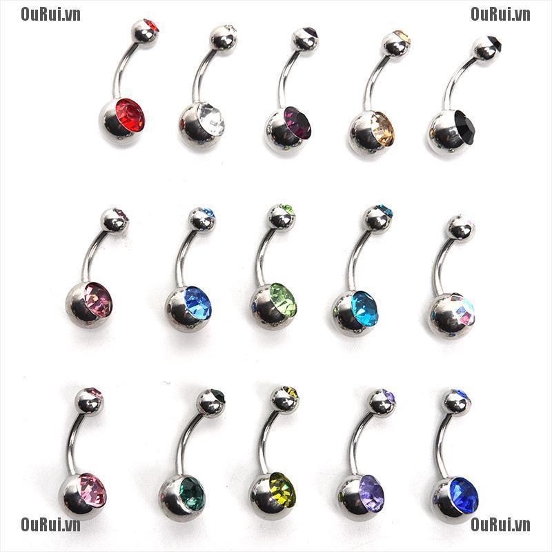 Set 10 / 12 / 15 Khuyên Rốn Đính Đá Nhiều Màu Sắc Thời Trang