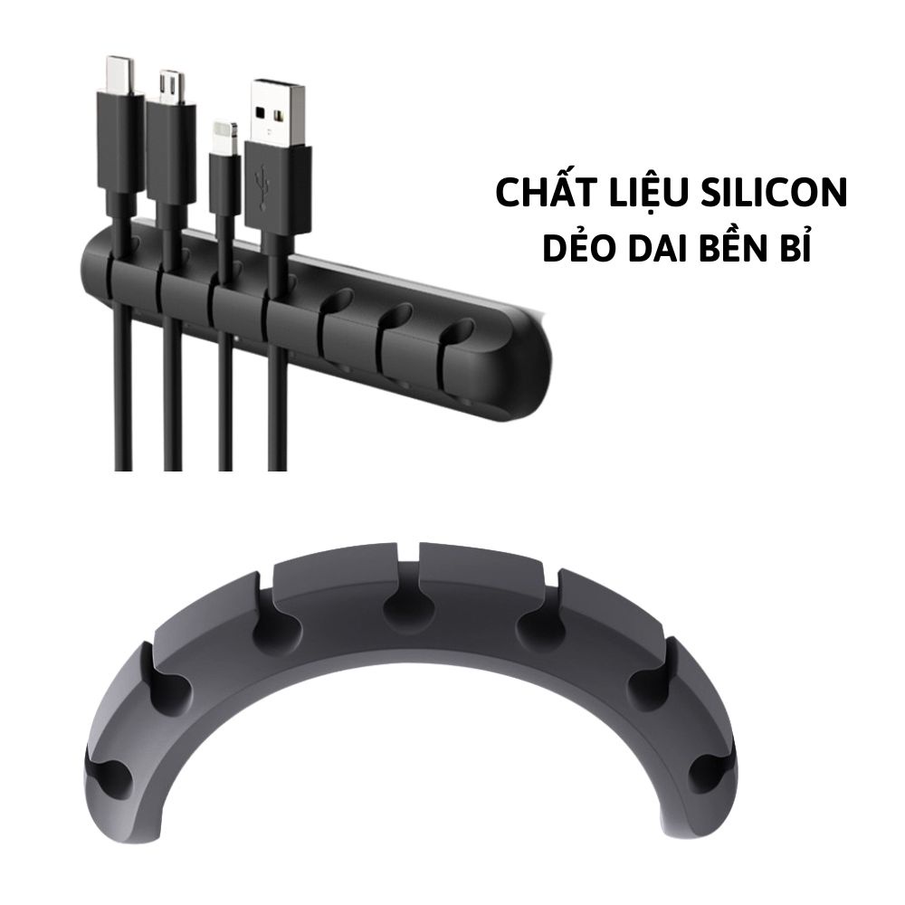 Miếng silicone kẹp giữ dây cáp sạc điện thoại, máy tính cao cấp, keo 3M siêu dính phukienxehoiTH