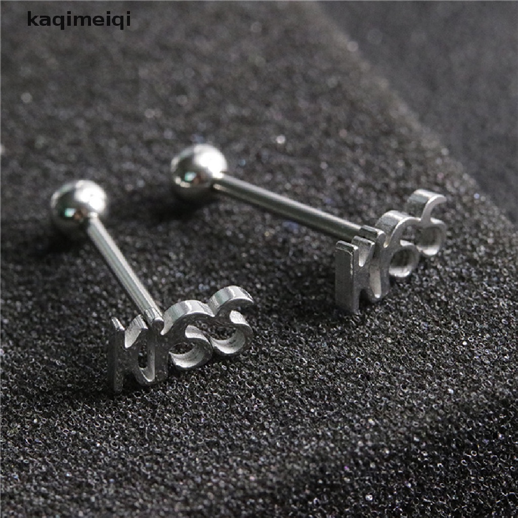 [KAQ] Punk Stainless Steel Finger Kiss Tongue Rings Body Barbell Ring Piercing Jewelry GJL