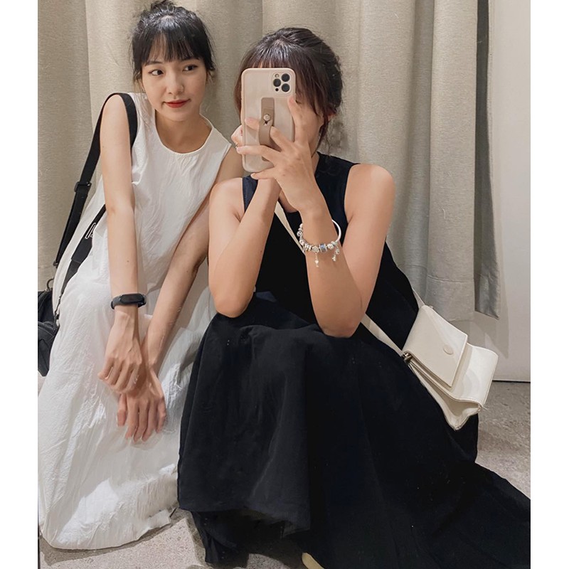 Váy 2 dây dáng suông chất đũi form rộng maxi , Đầm 3 lỗ trơn trắng đen be xanh dài (video/ảnh thật) | BigBuy360 - bigbuy360.vn