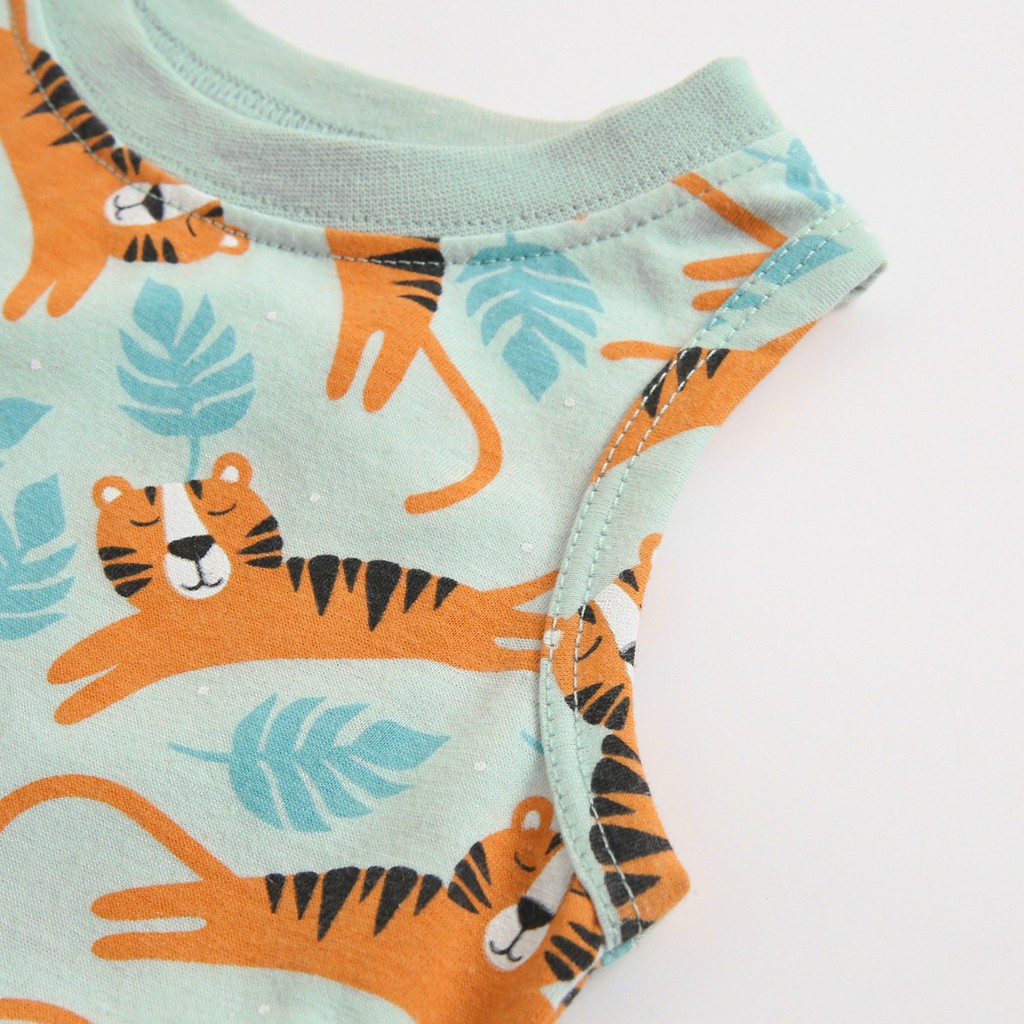 Bộ đồ 2 mảnh SANLUTOZ gồm áo không tay và quần short hoạt hình mùa hè cho trẻ em