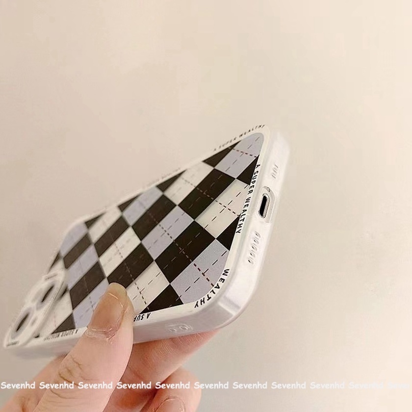 Ốp điện thoại họa tiết lưới đen trắng thời trang thích hợp cho iPhone 13 12 11 Pro Max SE2020 X XR XS Max 8 7 6 6s Plus