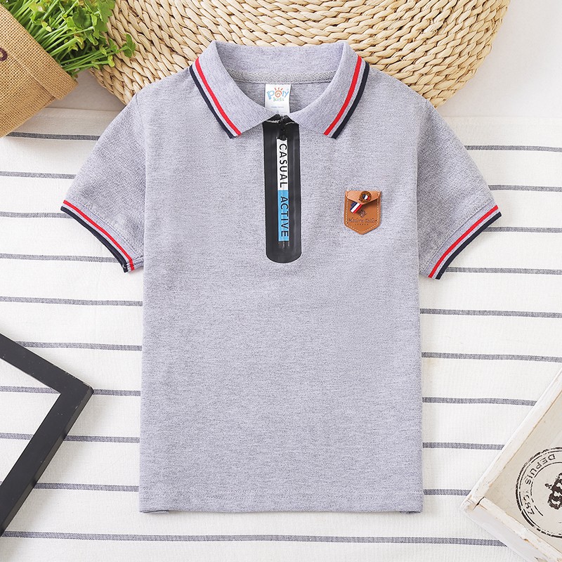 Áo thun polo cotton nguyên chất đơn giản cho bé trai