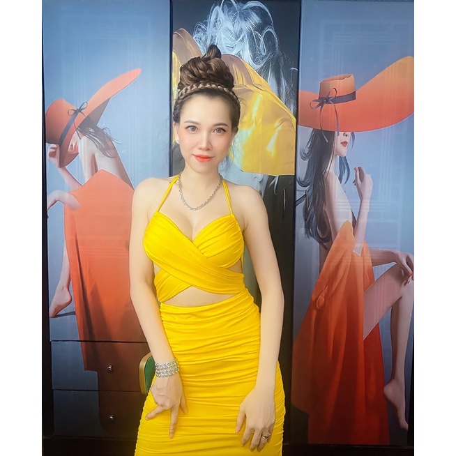 Đầm body thun co giãn, màu vàng tôn da, đẹp xuất sắc luôn ạ😍3.65