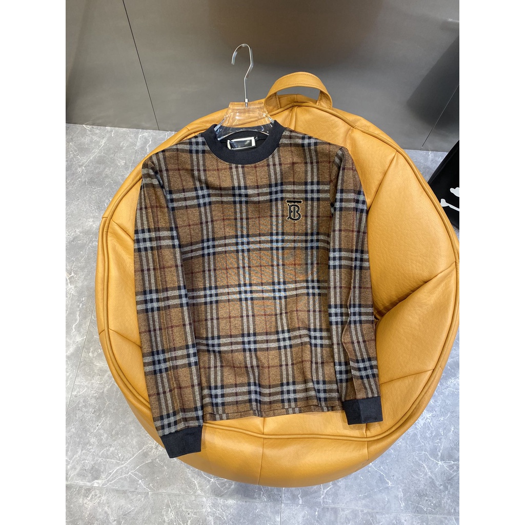 Áo thun caro dài tay nam Burberry BBR kiểu dáng trẻ trung, cao cấp