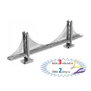Mô hình lắp ghép kim loại 3d cầu cổng vàng - golden gate