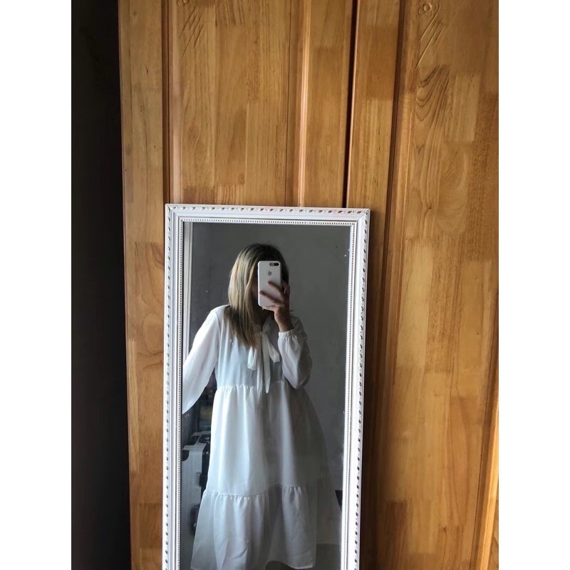 Váy babydoll cổ nơ