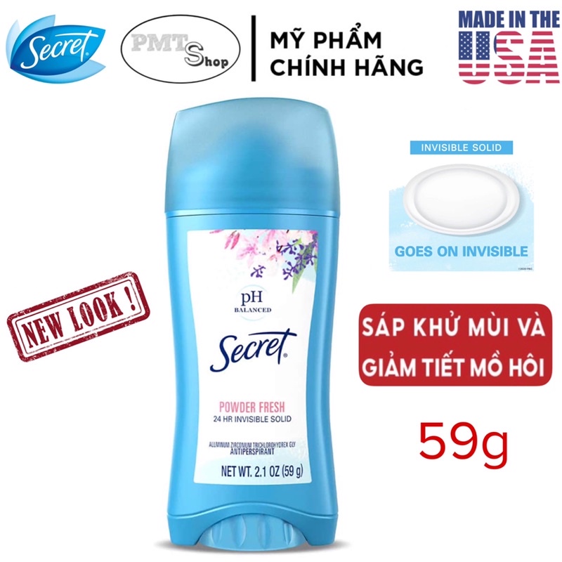 Lăn sáp khử mùi nữ Secret Clinical Strength Powder Protection , Completely Clean , Stress Response 73g , 45g