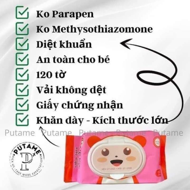 [HỎA TỐC] 1 thùng 32 bịch khăn giấy ướt Phú Đạt hình gấu gói 120 tờ chính hãng không mùi (HSD: 2027)