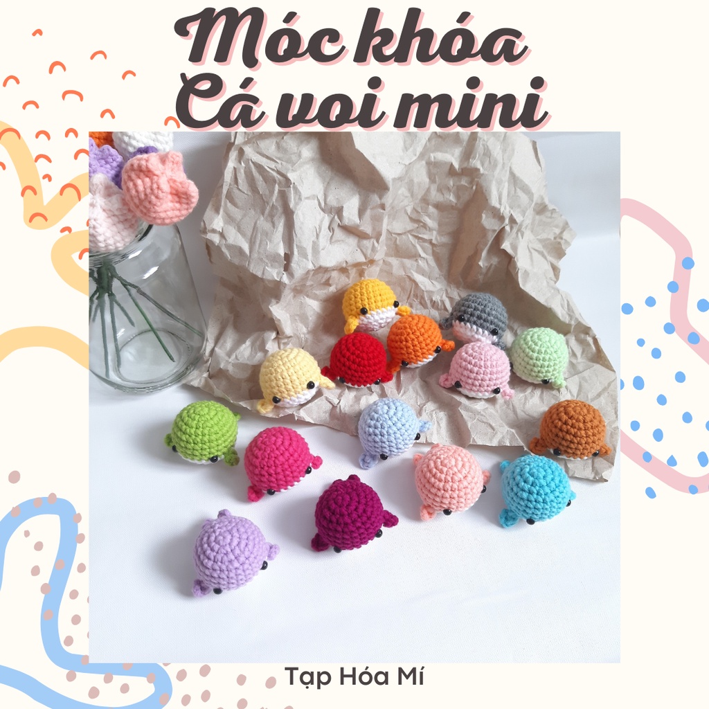 MÓC KHÓA / DÂY TREO ĐIỆN THOẠI CÁ VOI MINI LEN HANDMADE