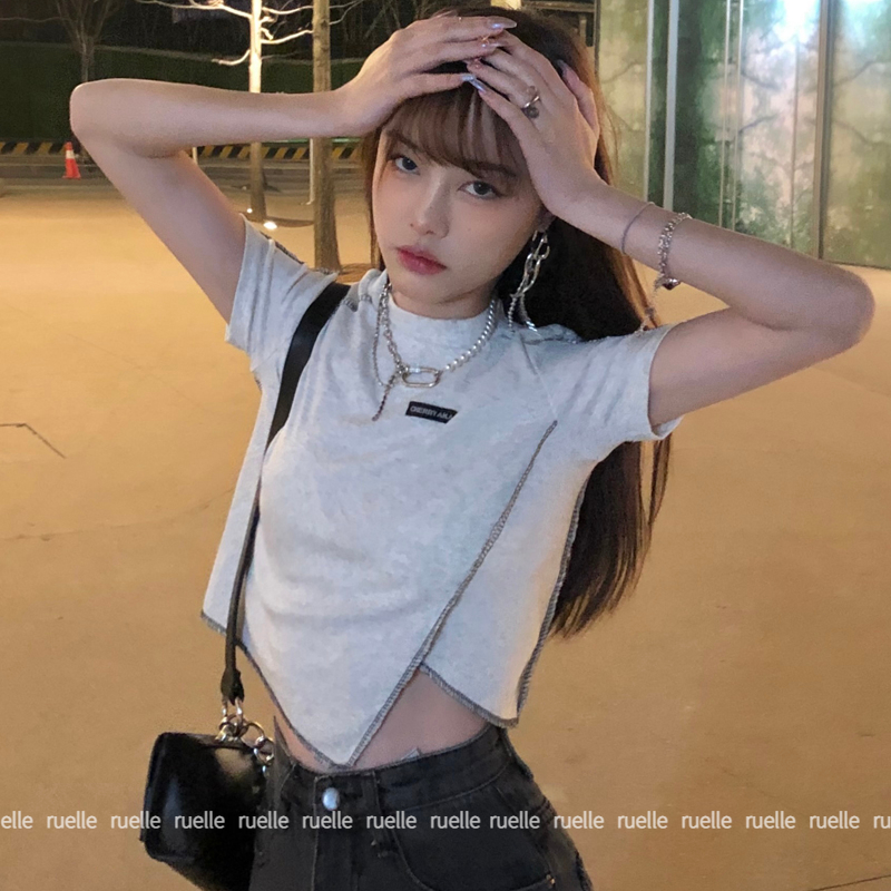 Áo thun croptop ngắn tay ôm dáng xinh xắn dành cho nữ
