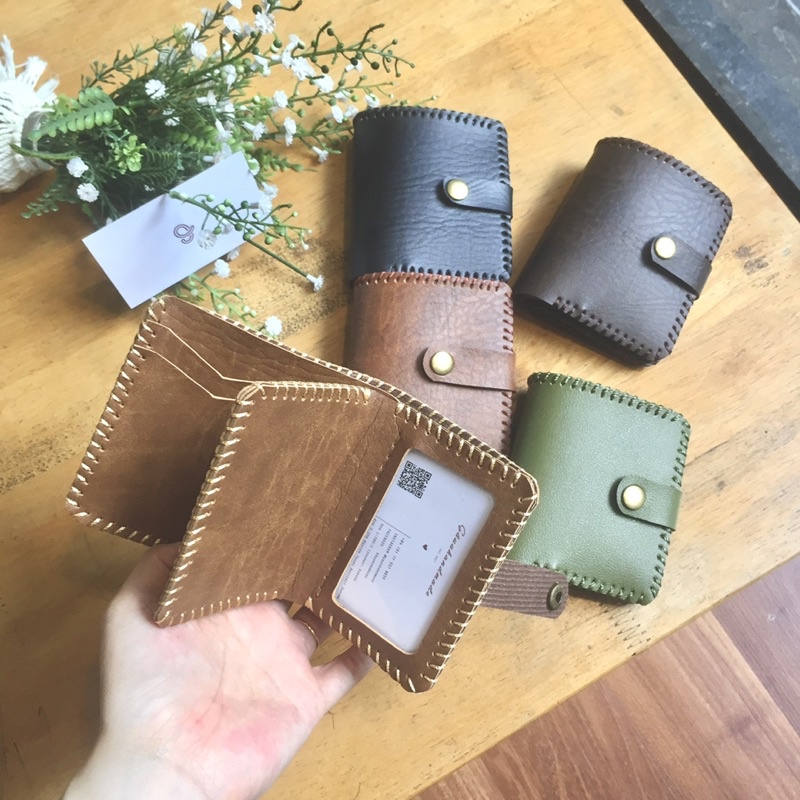 Ví unisex nhiều ngăn thủ công da PU