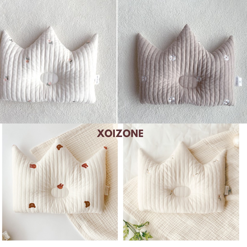 Gối vương miện Dottodot Malolotte chống bẹp đầu Handmade thêu Hàn Quốc cho bé