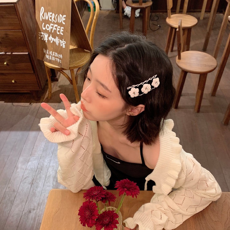 Kẹp Tóc Hình Hoa Trà Bằng Vải Dệt Kim Phong Cách Mới 2022