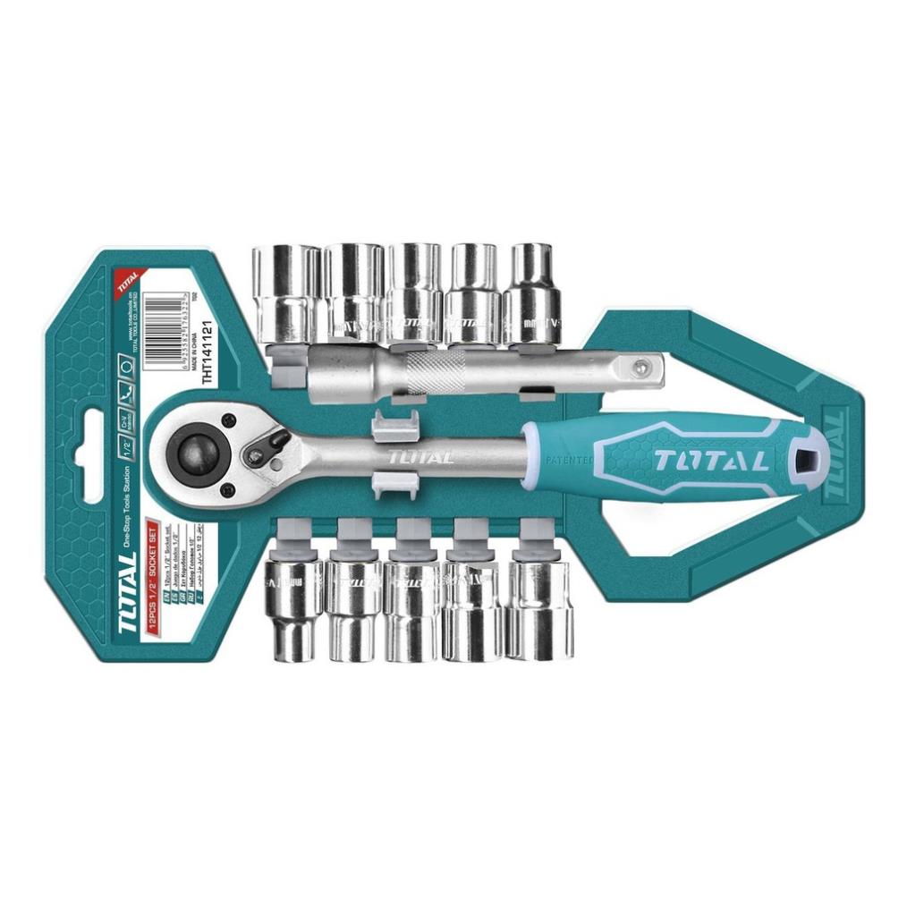 Bộ 12 cái socket 1/2 inch &amp; cần 2 chiều TOTAL THT141121