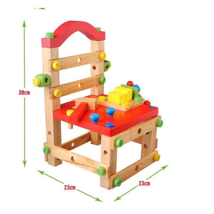 Đồ chơi lắp ráp ghế gỗ Montessori- Đồ chơi thông minh trẻ em MH:9000000191