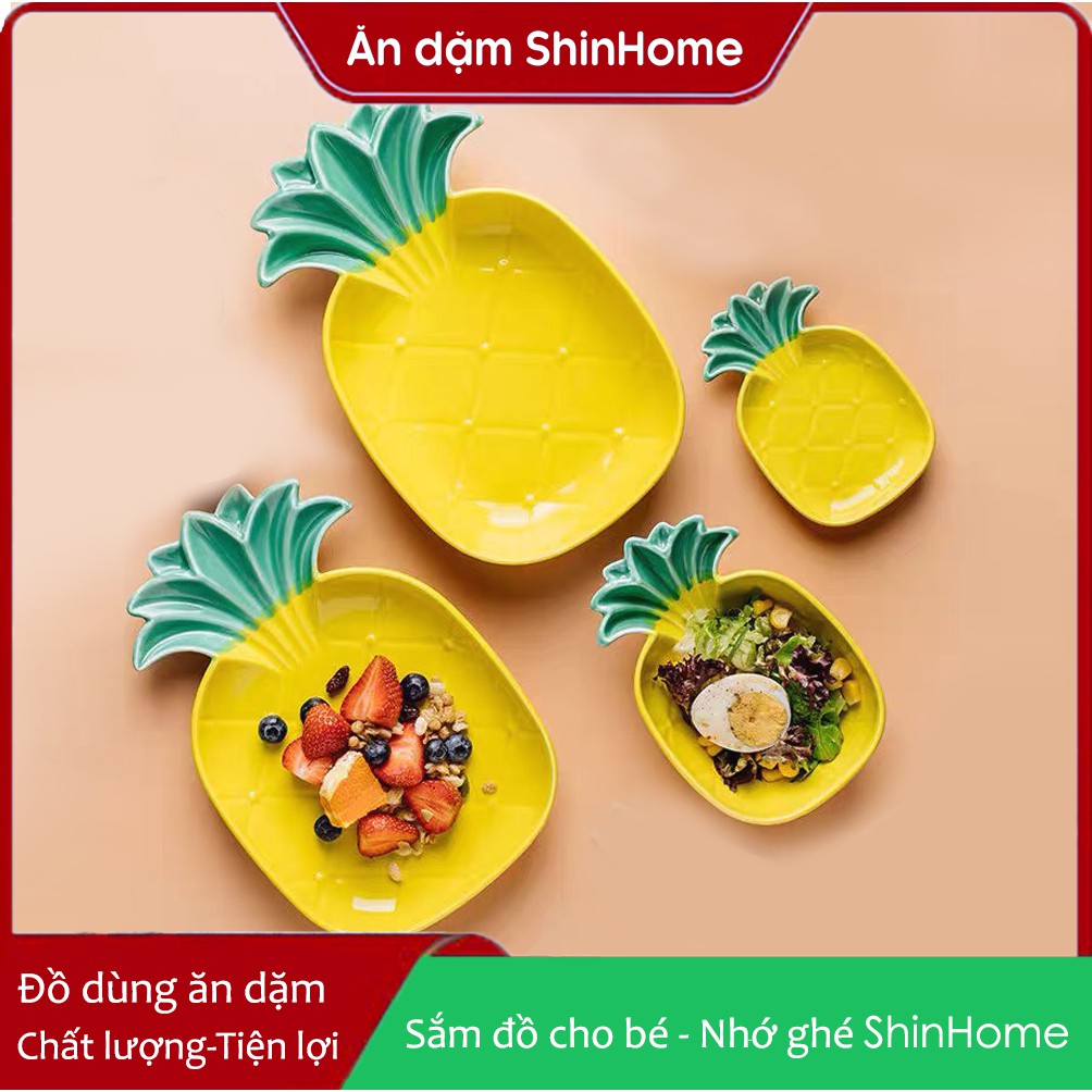 Đĩa sứ hình quả dứa cho bé ăn dặm (size nhỏ)