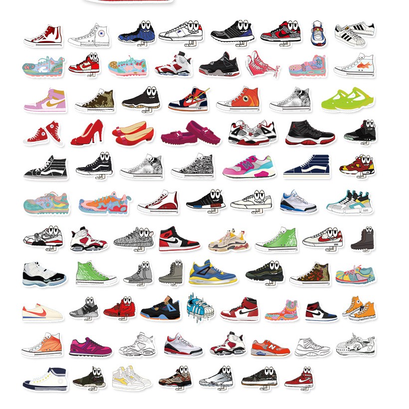 Combo 84 Sticker Hình Giày Độc Đáo Dán Nón Bảo Hiểm, Laptop Chống Nước MÃ ST2146
